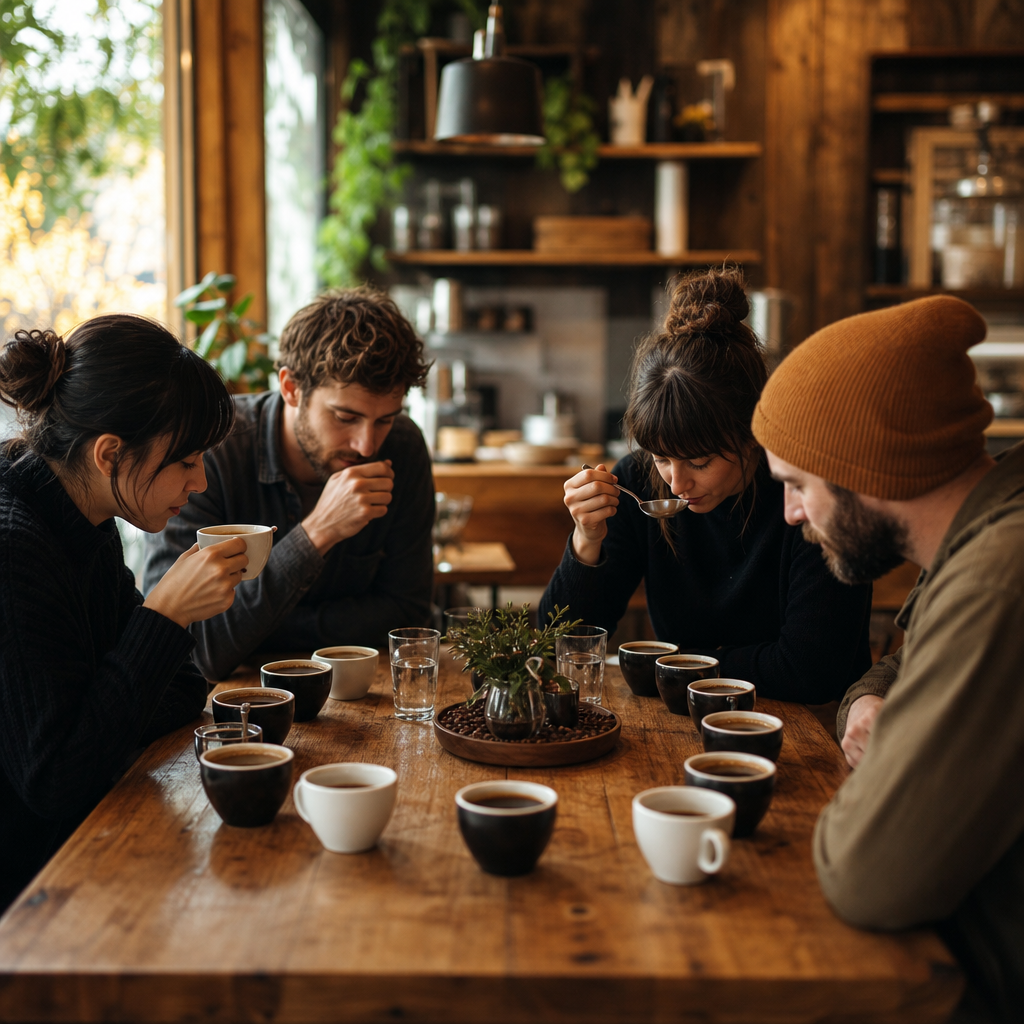 Cupping-Session in einer Specialty-Kaffeebar